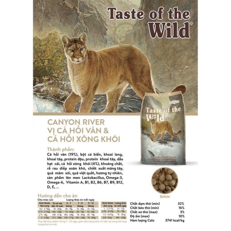 HẠT TASTE OF THE WILD CHO MÈO NHIỀU VỊ TÚI 2KG
