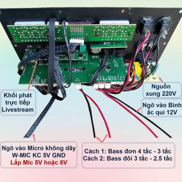 Mạch loa kéo LIVESTREAM DSP lập trình chống hú IC MD9840 150W có nguồn xung, Loa kéo 4 – 3 tấc đơn hoặc 3 – 2.5 tấc đôi