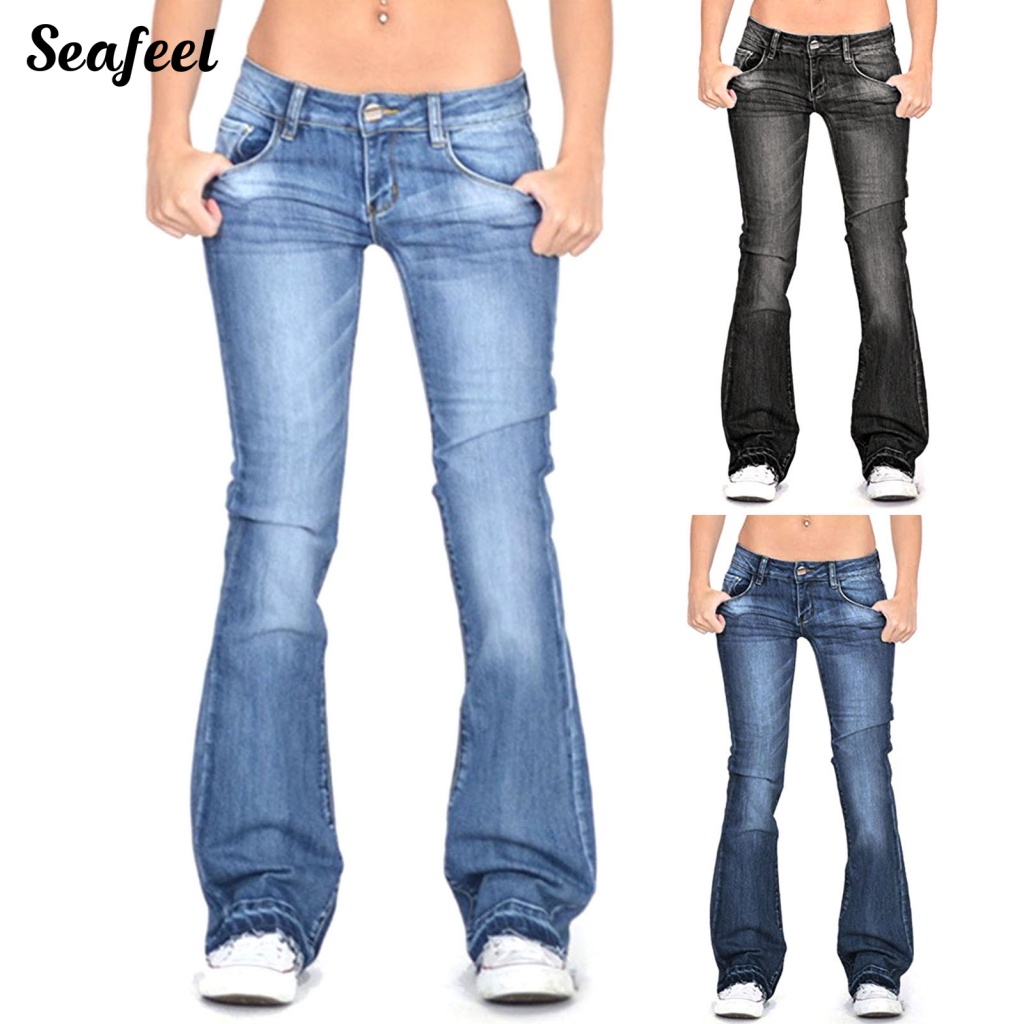 Quần Jeans Nữ Lưng Thấp Phối Màu Thời Trang