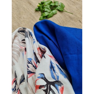 Vải linen bột Hoa và Xanh Cobalt