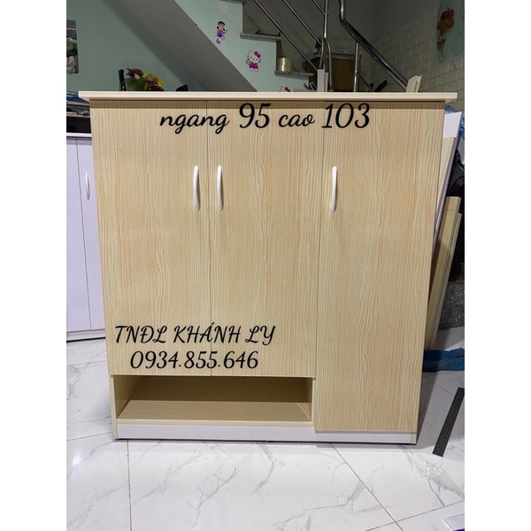 Tủ giày dép nhựa đài loan 3cánh vân gỗ ngang 95cao 103(TPHCM)