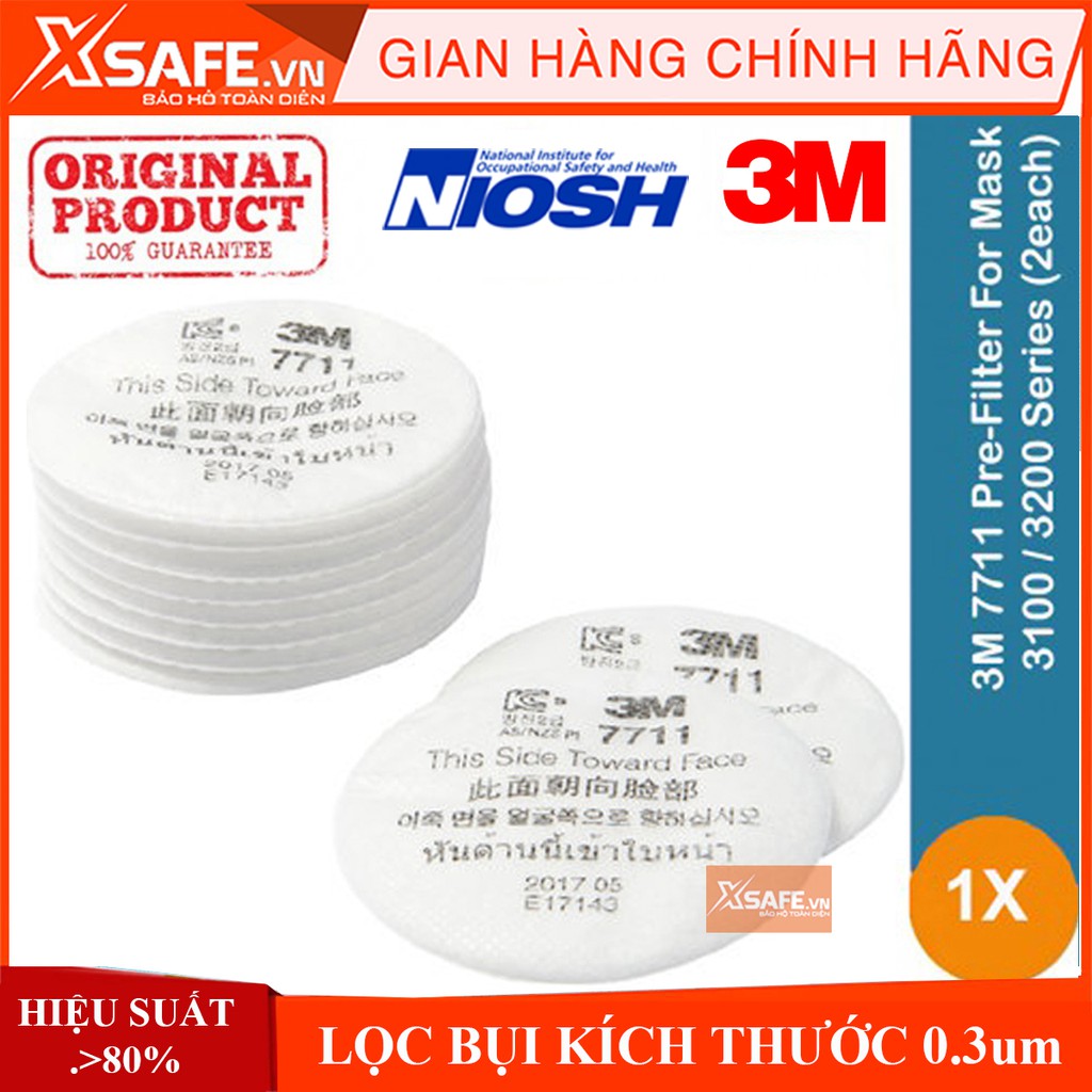  Tấm lọc bụi 3M 7711 lọc bụi nhỏ đến 0,3um, dùng cho mặt nạ phòng độc 3M 3200