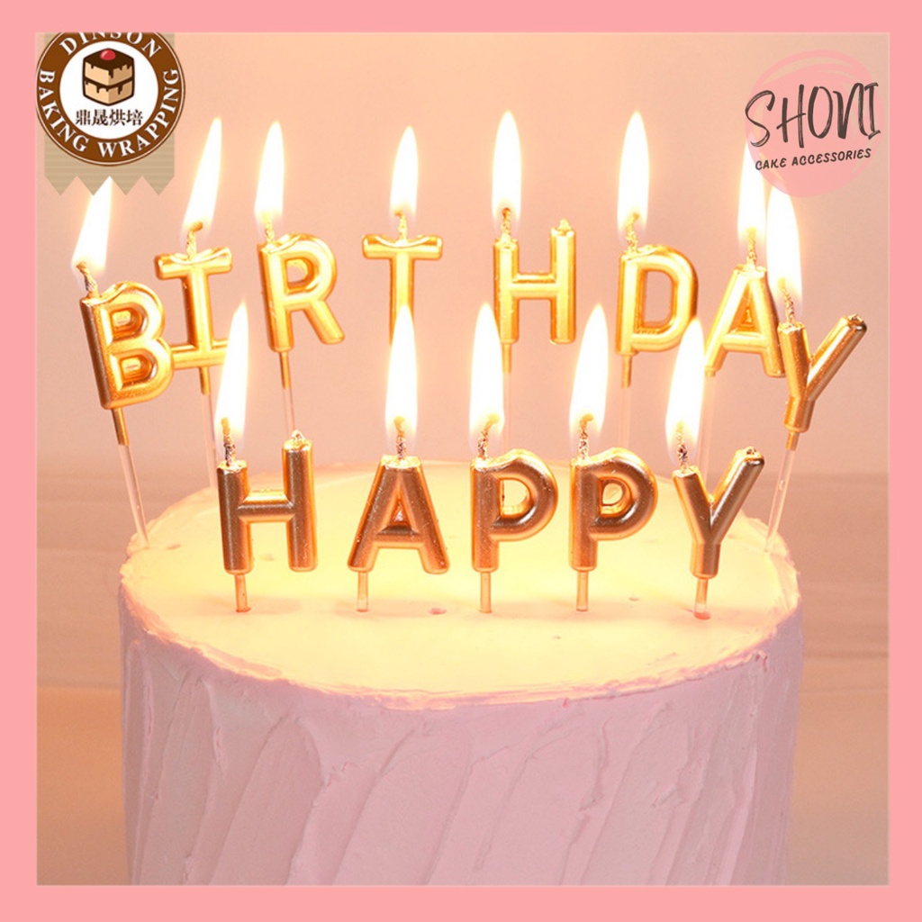 Nến Sinh Nhật HAPPY BIRTHDAY Màu NhũbTrang Trí Bánh Kem