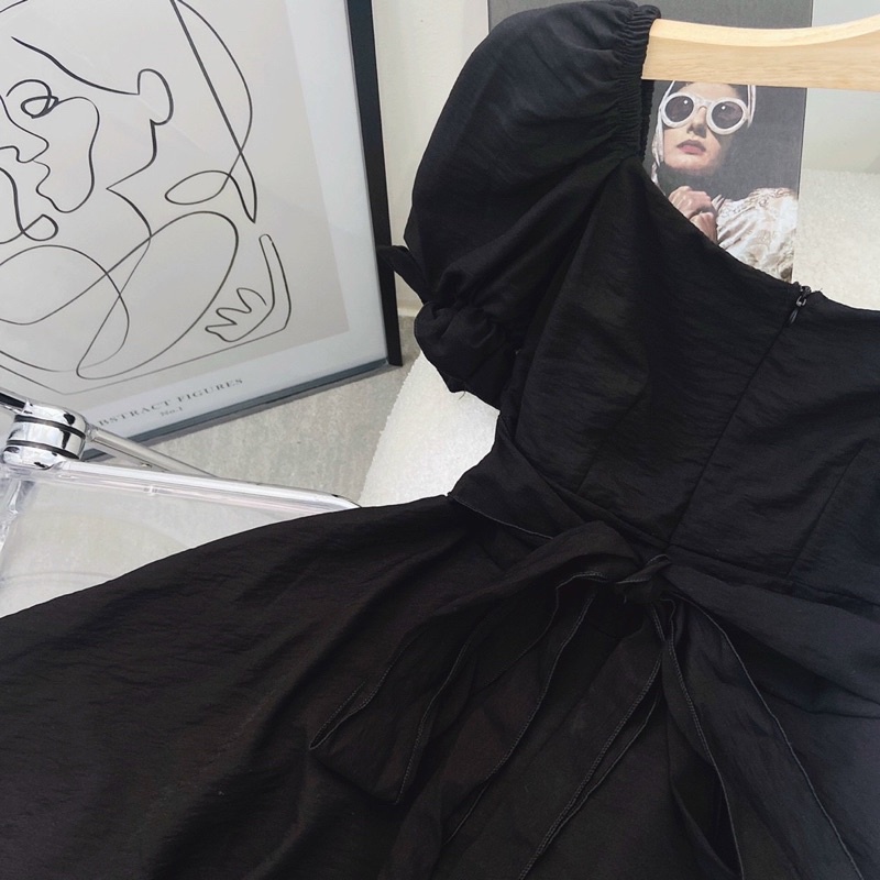 VÁY ĐEN  TAY PHỒNG BO EO XẾP LY NGỰC - GD235