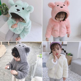 Áo Khoác Lông Mịn Hình Gấu Dễ Thương Cho Bé  (Có bảng size)