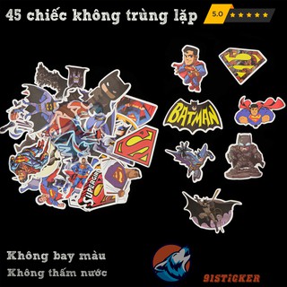 Miếng dán Sticker Batman & SuperMan 45 hình chống thấm nước, bền màu dưới ánh nắng trang trí vali,laptop,mũ bảo hiểm