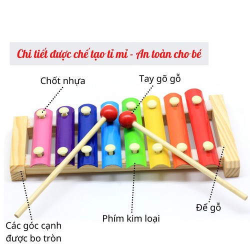 Đàn đồ chơi cho bé - Đàn Gỗ 8 Âm Thanh Phát Triển Khả Năng Cảm Quan, Cảm Thụ, Nhận Biết
