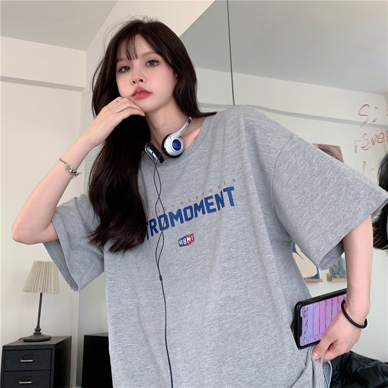 SUXI Áo Thun Ngắn Tay Cổ Tròn In Họa Tiết Đơn Giản Dễ Phối Đồ Thời Trang Mùa Hè Cho Nữ