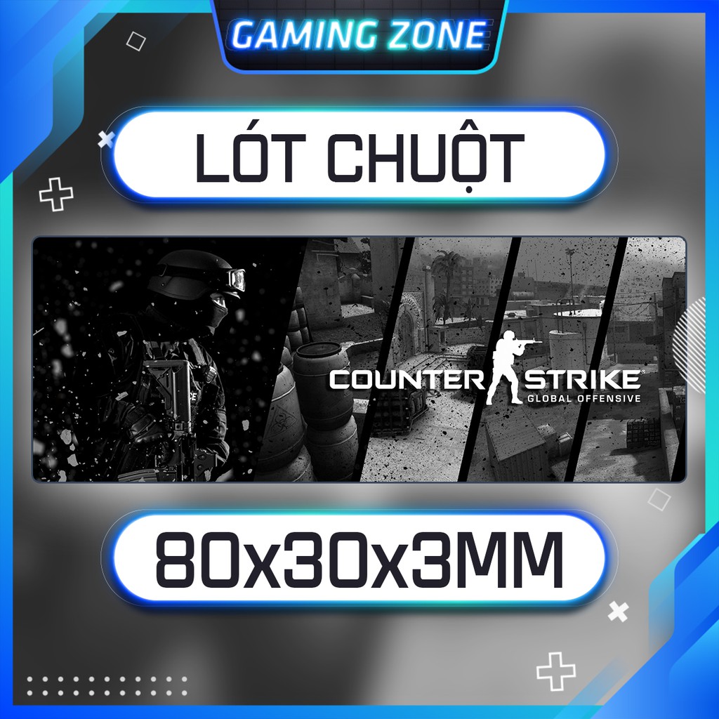 Lót chuột, bàn di chuột chơi game hình CSGO Đen Trắng chống trượt siêu bền siêu đẹp