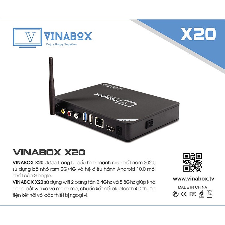 [ HÀNG CHÍNH HÃNG ] Tv Box  Android Vinabox X20(Gb) Ram 4g, Rom 32gb, Android 8.1.2 Wifi Cấu Hình Mạnh