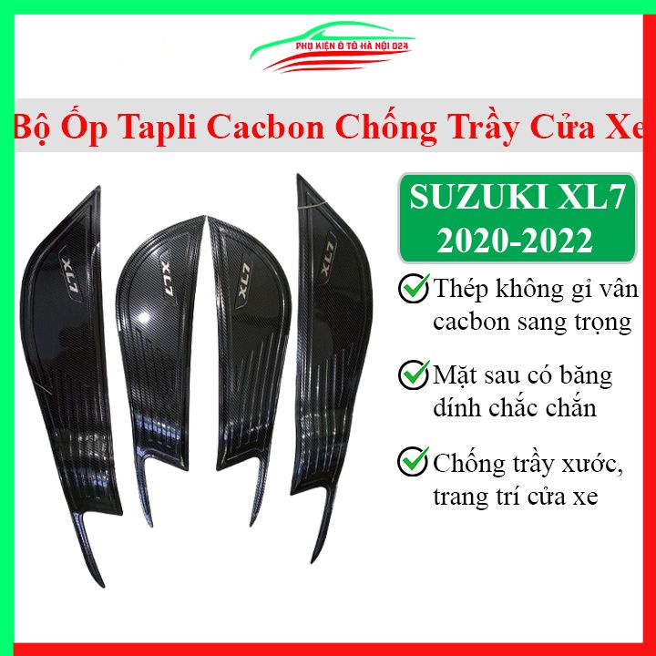 Bộ ốp tapli Suzuki XL7 2020-2022 vân cacbon chống xước va đập khi mở cửa và làm đẹp xe