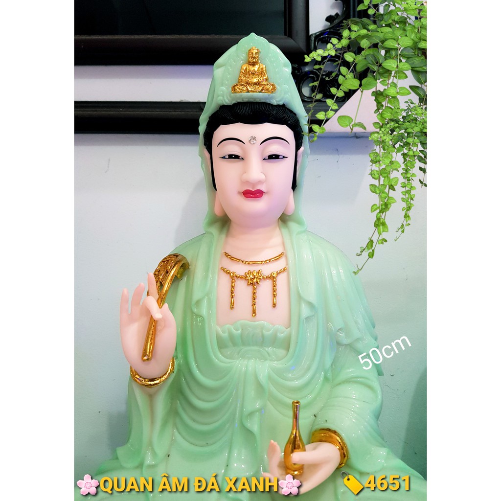 Quan Âm Đá Xanh Ngồi 50cm T1