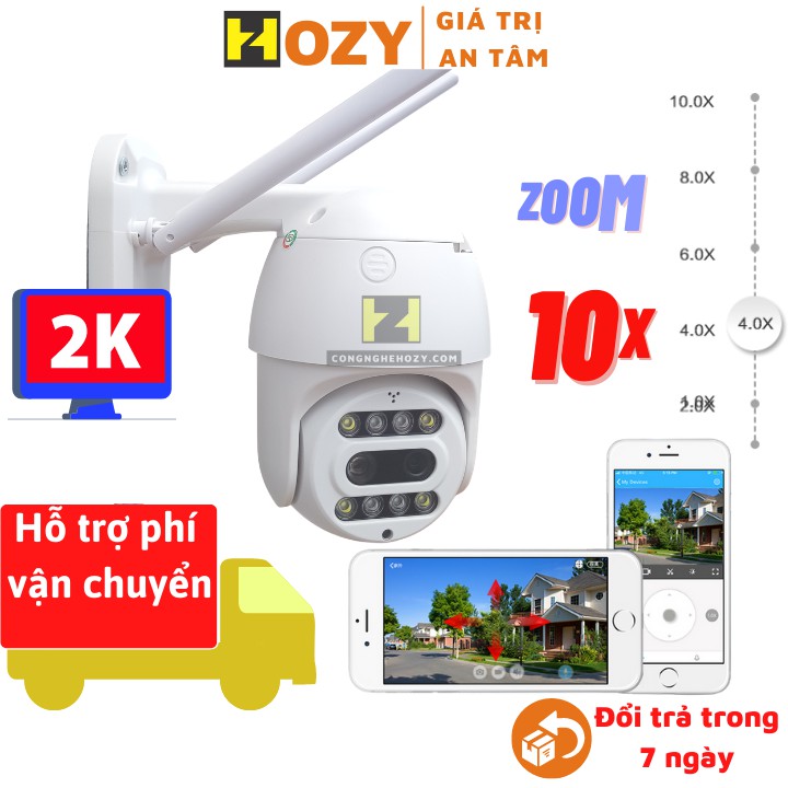 Camera wifi ngoài trời  Zoom 10X ONVIZcam KK6 PTZ 3.0 mpx app Carecam Pro ống kính kép  chống nước xoay 360 có đèn LED