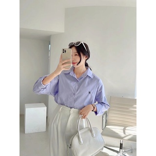 Áo Sơ mi thô trơn thêu H (6006) (Ảnh/Video tự chụp)