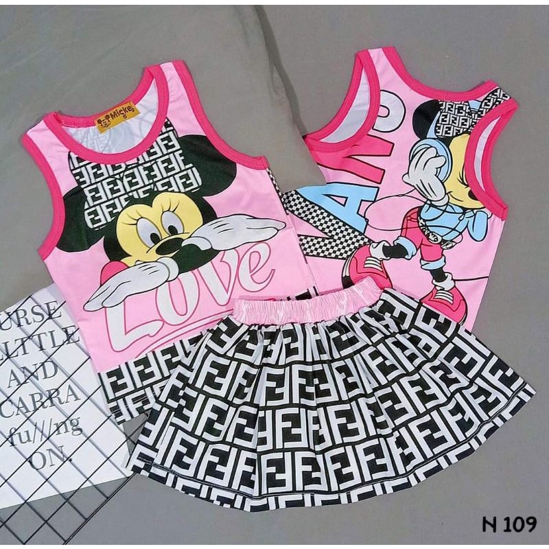 Bộ sát nách váy quần thun lạnh 3d hàng shop cho bé gái size đại