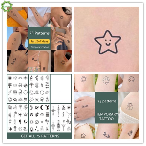 Bộ hình xăm dán trang điểm hình gấu / ngôi sao / mặt cười đáng yêu cho unisex