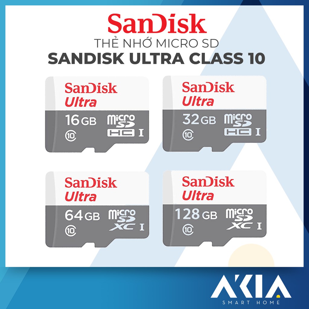 Thẻ Nhớ SanDisk Ultra MicroSD Dung Lượng 32G-64GB-128G tốc độ cao 100MB/s Class 10 UHS-1 không Adapter - Hàng Chính Hãng