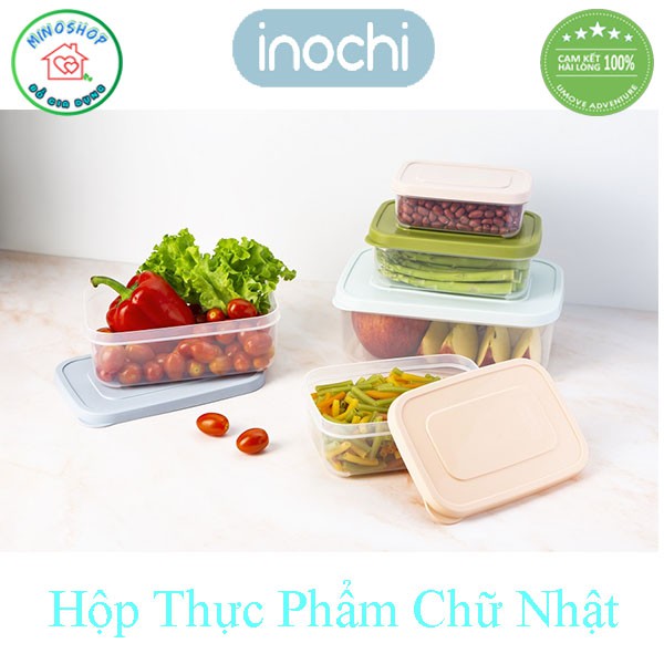 Bộ 3 Hộp Thực Phẩm Chữ Nhật  Inochi Cao Cấp, Hộp Thực Phẩm Nhựa Kháng Khuẩn An Toàn Cho Sức Khỏe, Hộp Bảo Quản Thực Phẩm