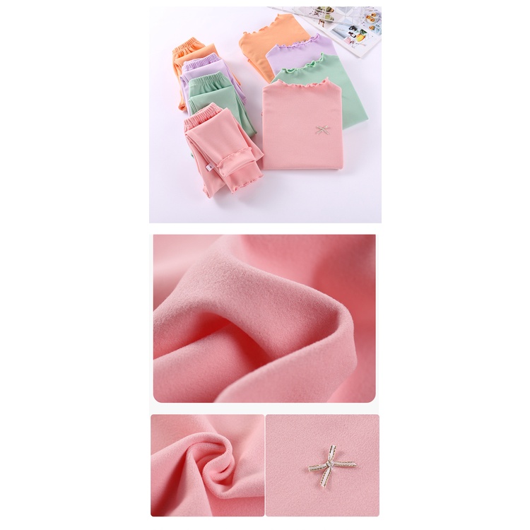 Bộ quần áo dài AMILA bằng vải nhung giữ ấm dành cho bé gái