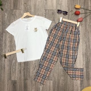 Bộ mặc nhà Chữ thêu (Kèm ảnh thật chụp trải thảm)