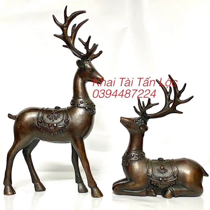 Cặp hươu , tuần Lộc bằng đồng phong thủy Lộc trời cho