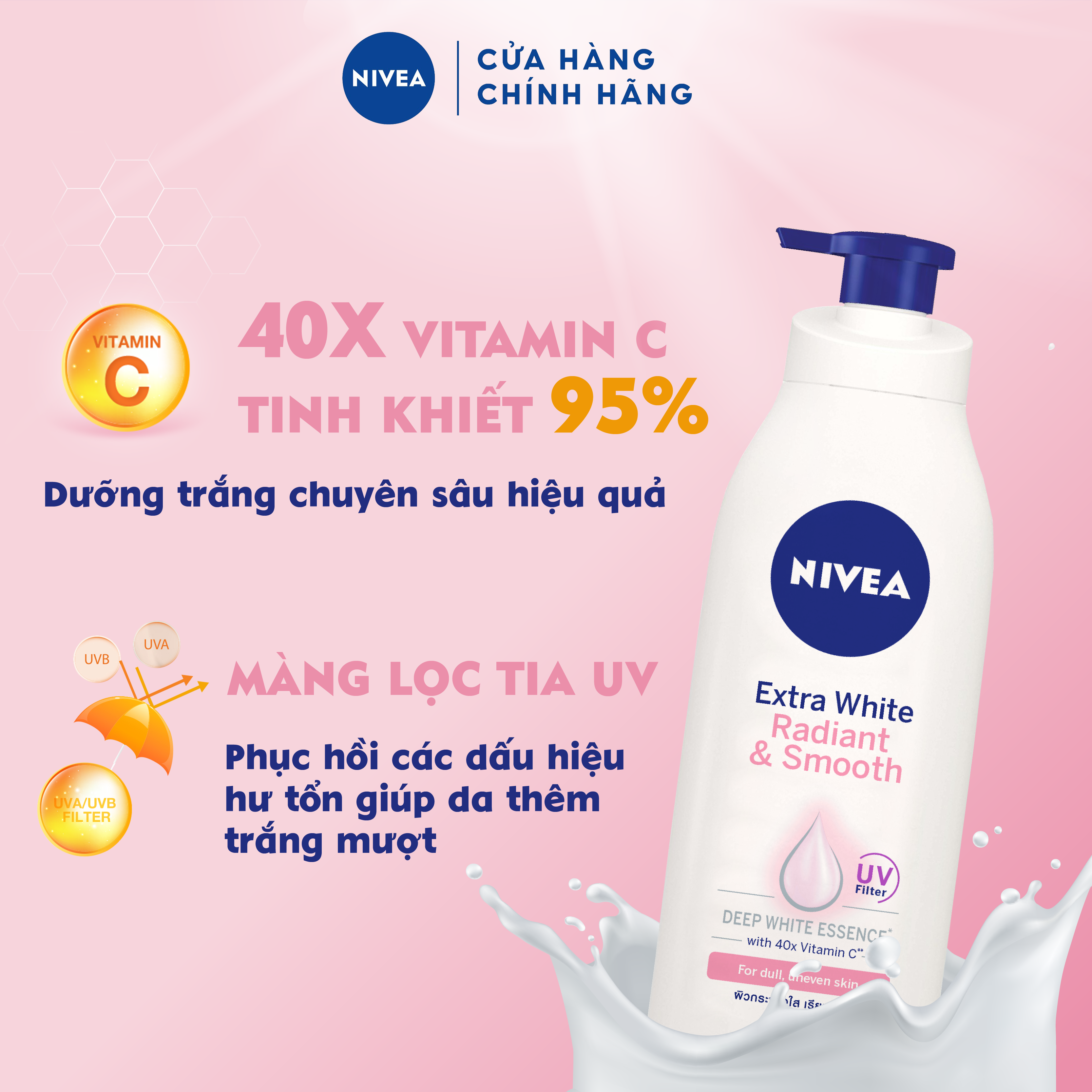 Sữa dưỡng thể dưỡng da trắng mịn Nivea (350ml) - 98413