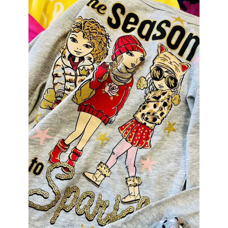 Bộ cotton dài tay bé gái đại Place