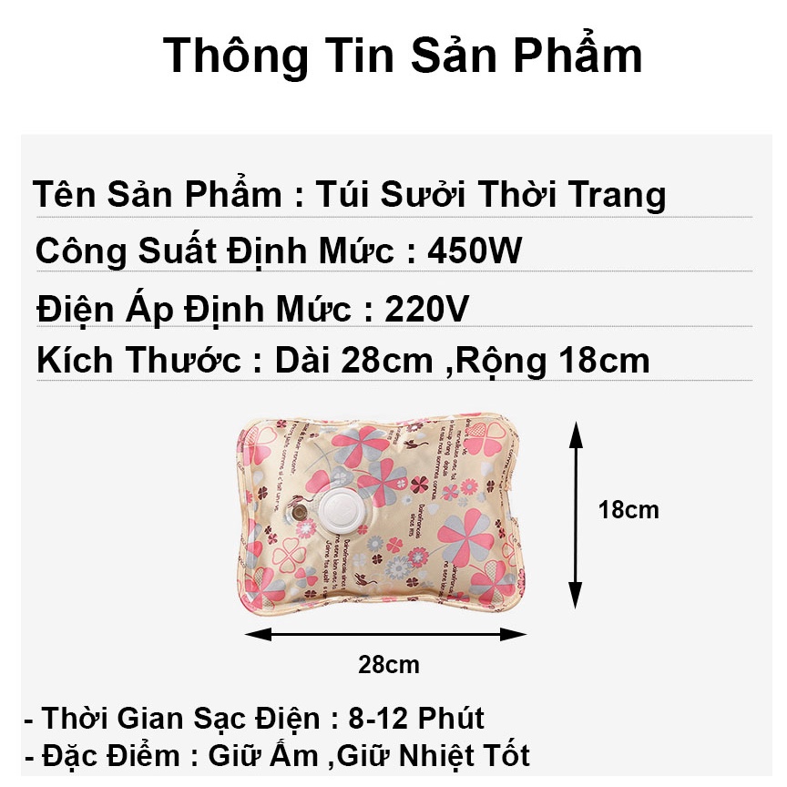 Túi chườm nóng đau bụng kinh giữ ấm ZOZO túi sưởi chườm nóng cắm điện mini giữ nhiệt mùa đông tốt