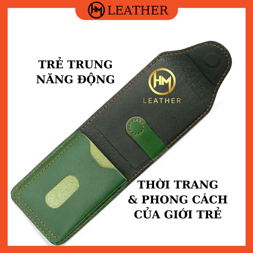 Ví Sen 5 Cao Cấp - Cam Kết 100% Da Bò Thật - Ví Nam Xanh Lá Cây Hàng Chính Hãng Thương Hiệu Hima Leather SEN 5