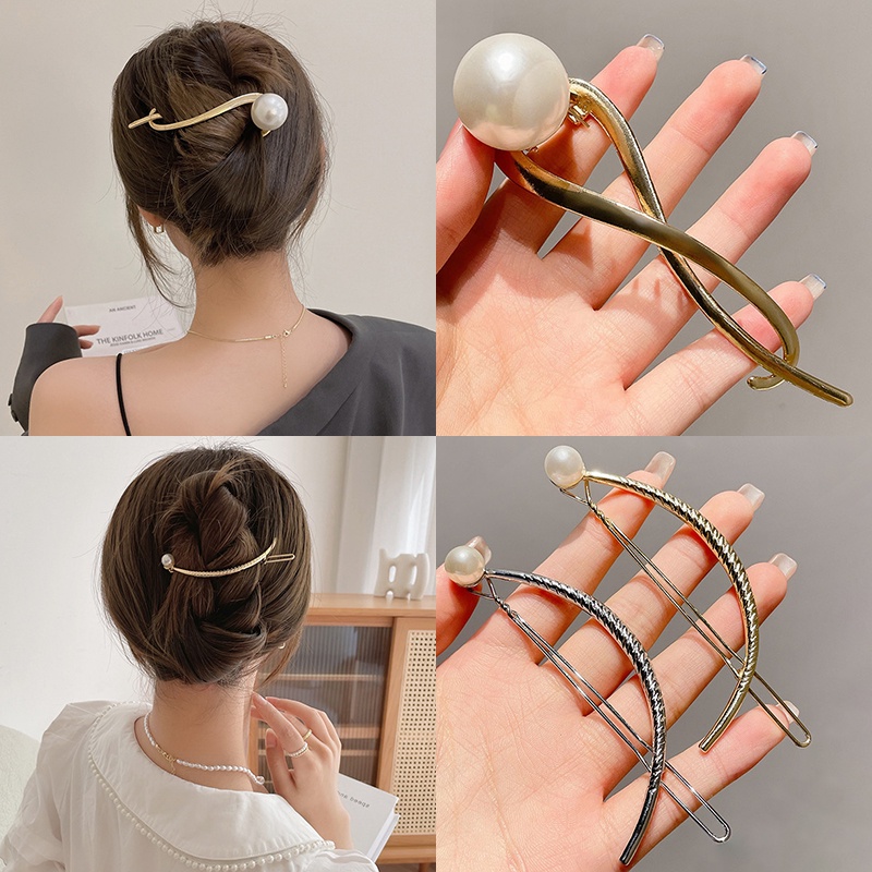 Kẹp Tóc Kim Loại Hình Chú Ếch Đính Ngọc Trai Thời Trang Hàn Quốc