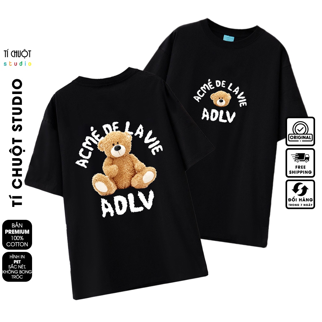 Áo thun ADLV Gấu Teddy nam nữ, Áo phông unisex Acmé de la vie tay lỡ form rộng - Tí Chuột Studio