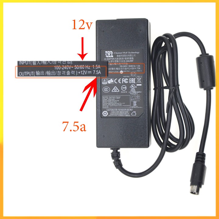 Adapter nguồn CWT 12v 7.5a 90w 4 pin_bảo hành 12 tháng