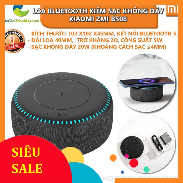 [SiêuRẻ] Loa Bluetooth kiêm sạc không dây 20W Xiaomi ZMI B508 - Bảo hành 1 tháng - Shop Thế Giới Điện Máy .