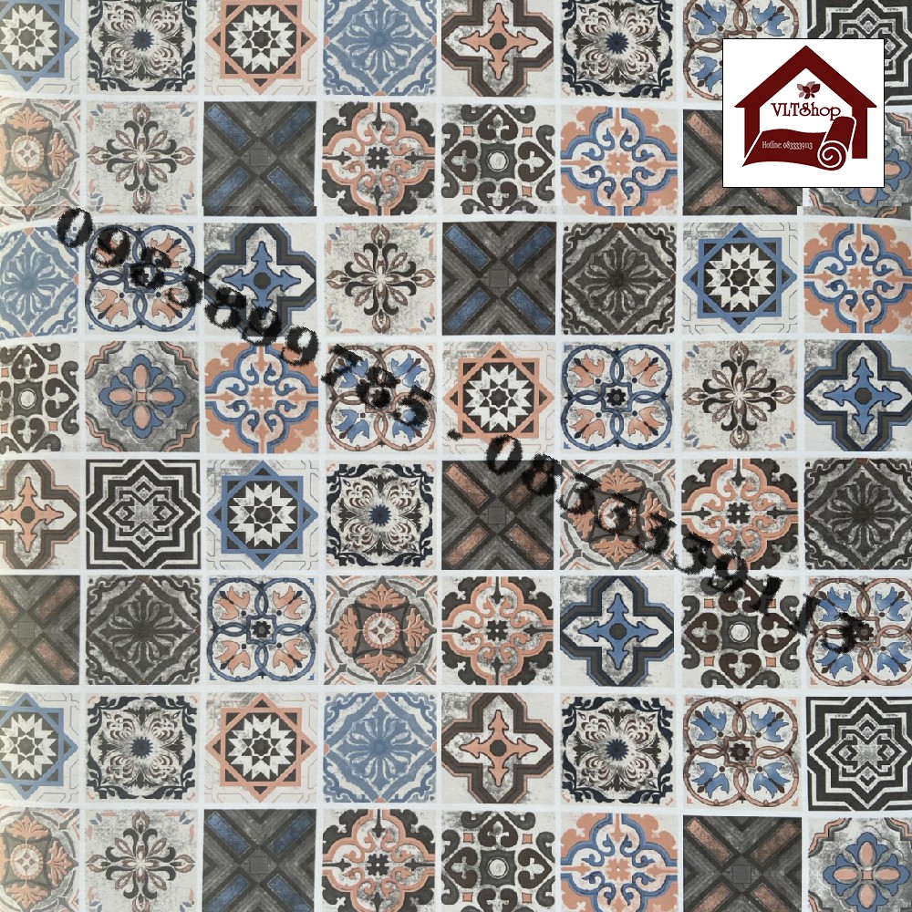[60cmx1m Giấy dán tường gạch bông - decal dán tường họa tiết gạch bông bóc dán
