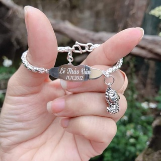 Lắc tay, lắc chân bạc khắc tên cho bé theo yêu cầu, bạc ta sáng đẹp sang trọng