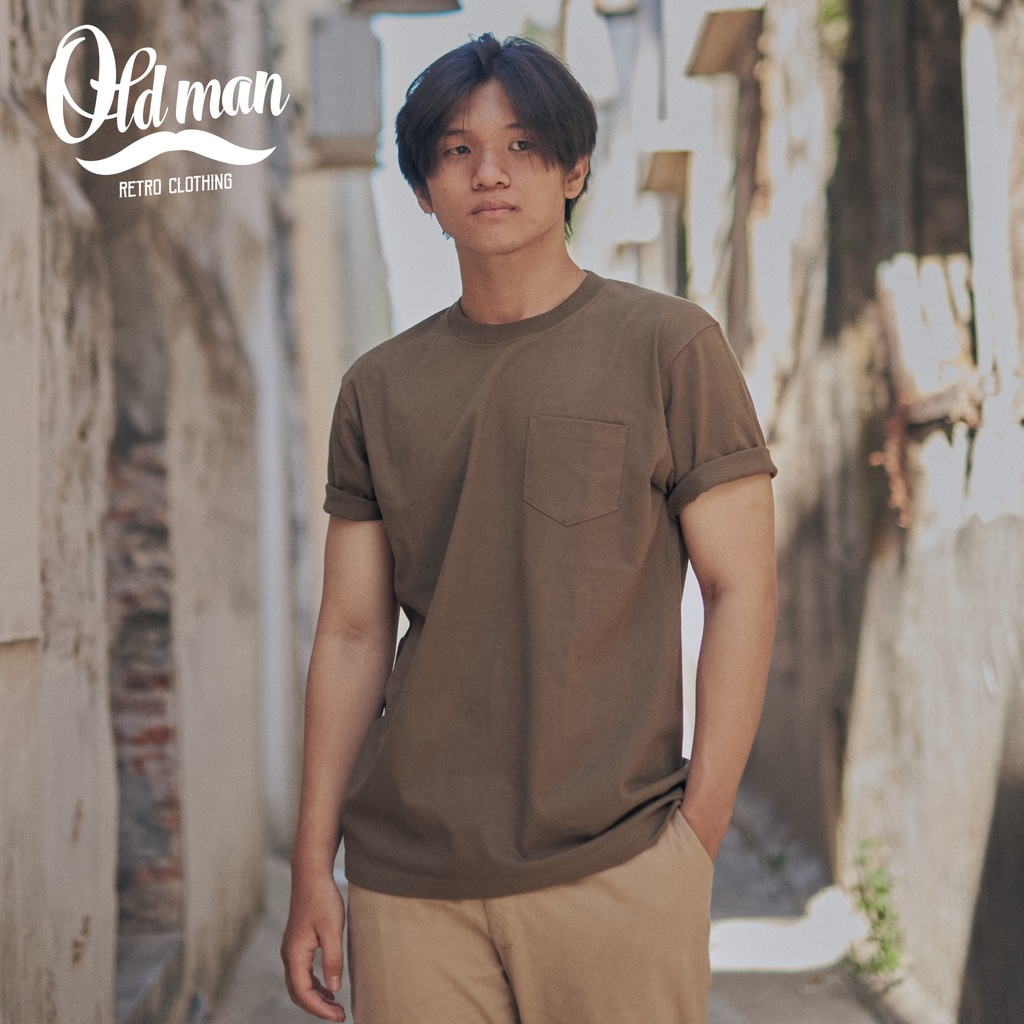 Áo Thun Nam Có Túi Camo OLDMAN, Áo Thun Vintage Nam Cổ Tròn, Tay Đùi Ngắn, 265g Cotton, Basic, Cổ Điển, Co Giãn | BigBuy360 - bigbuy360.vn