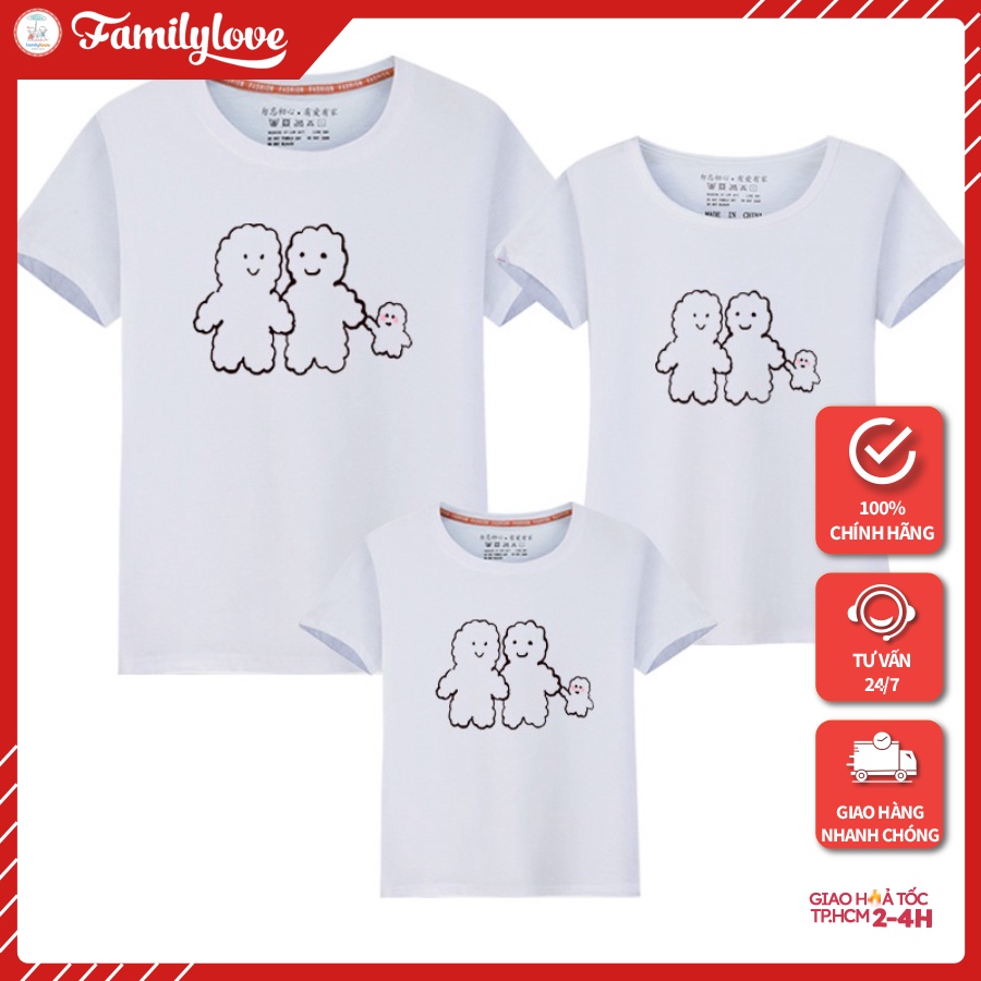 Áo Gia Đình Familylove - Mẫu Đồng Phục Gia Đình Họa Tiết Gia Đình Mây Đáng Yêu Chất Liệu Cotton 100% Co Giãn