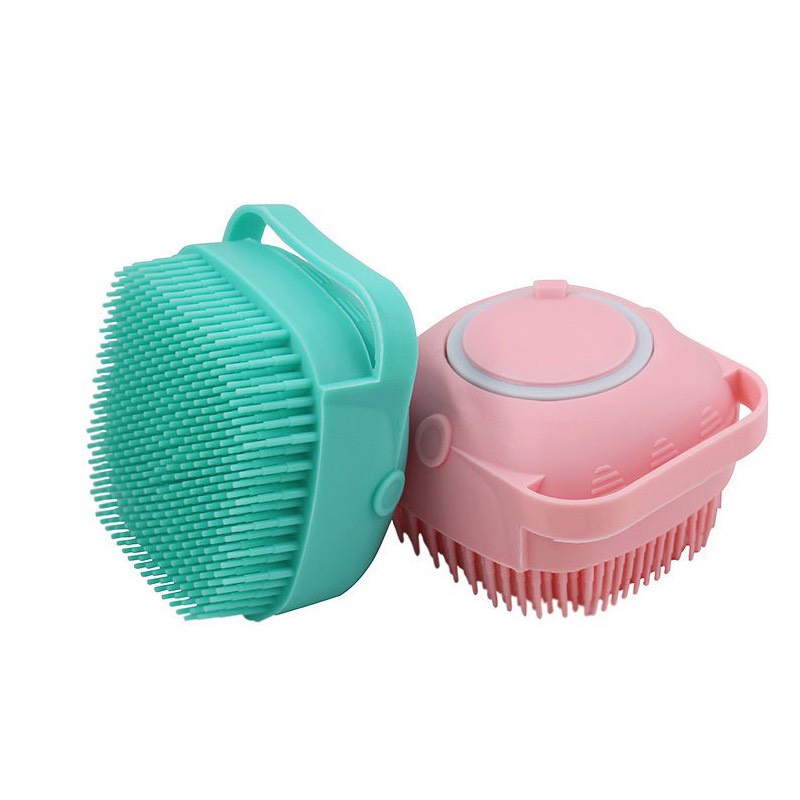 Bàn chải dạng hộp đựng sữa tắm cho thú cưng đầu silicon giúp tắm và massage