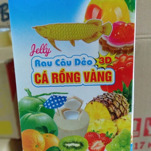 HỘP BỘT RAU CÂU DẺO 3D CÁ RỒNG VÀNG {HỘP12 GÓI}