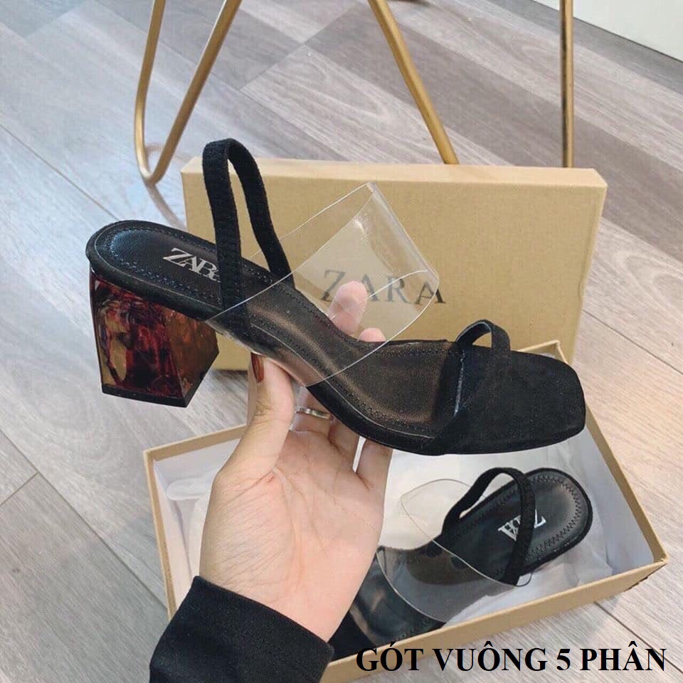 Sandal Guốc Gót Đỏ Quai Trong Đai Chun Zar 9 Phân (GÓT DẸT)