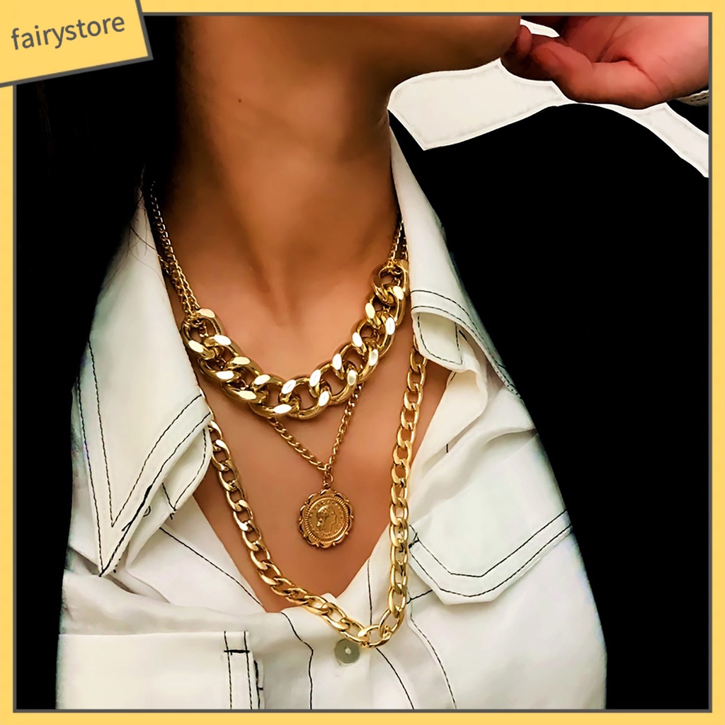 Dây Chuyền Đeo Cổ Nhiều Lớp Thiết Kế Độc Đáo Cá Tính Cho Nữ