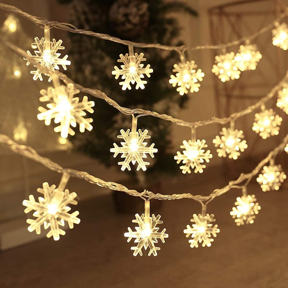 Dây đèn led hình bông tuyết xinh xắn dùng trang trí lễ giáng sinh