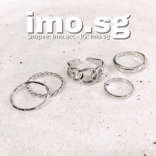 Set nhẫn mắc xích 5 chiếc imo.sg tự chụp có sẵn cá tính độc lạ phong cách Hàn Quốc ulzzang