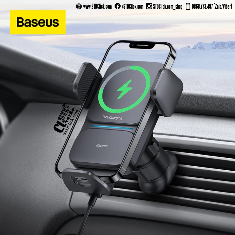 GIÁ ĐỠ Ô TÔ KÈM SẠC KHÔNG DÂY 15W BASEUS WISDOM AUTO ALIGNMENT CHÍNH HÃNG GẮN CỬA GIÓ [NEW 100%]