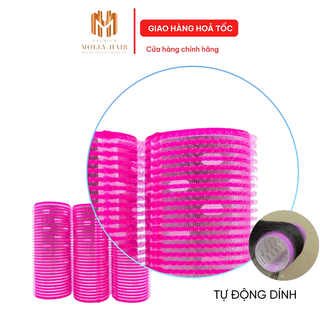Ống cuốn gai tự dính lõi nhôm tiện dụng Mollyhairshopp, ống gai uốn tóc tại nhà nhiều màu