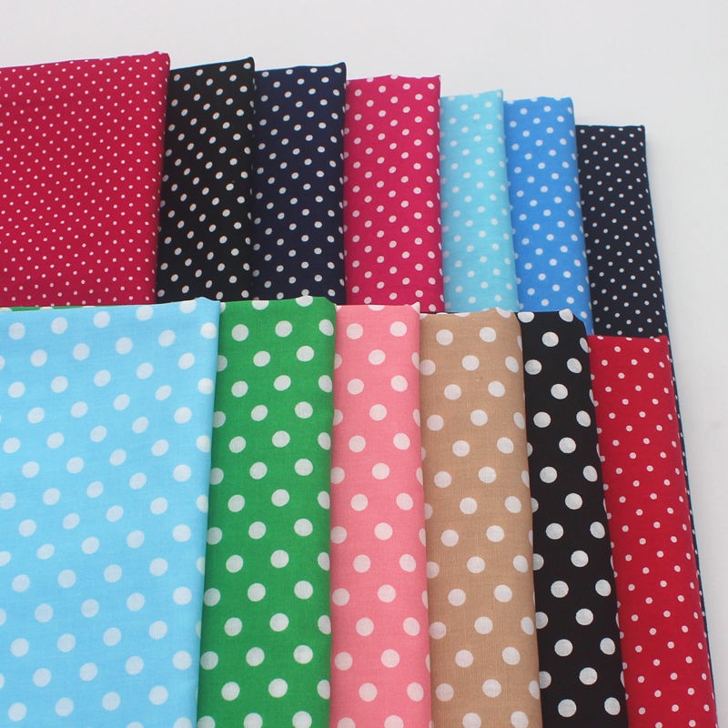 Vải Cotton Nguyên Chất Họa Tiết Chấm Bi Nhỏ Dùng Để May Áo Sơ Mi / Trang Trí Nhà Thủ Công
