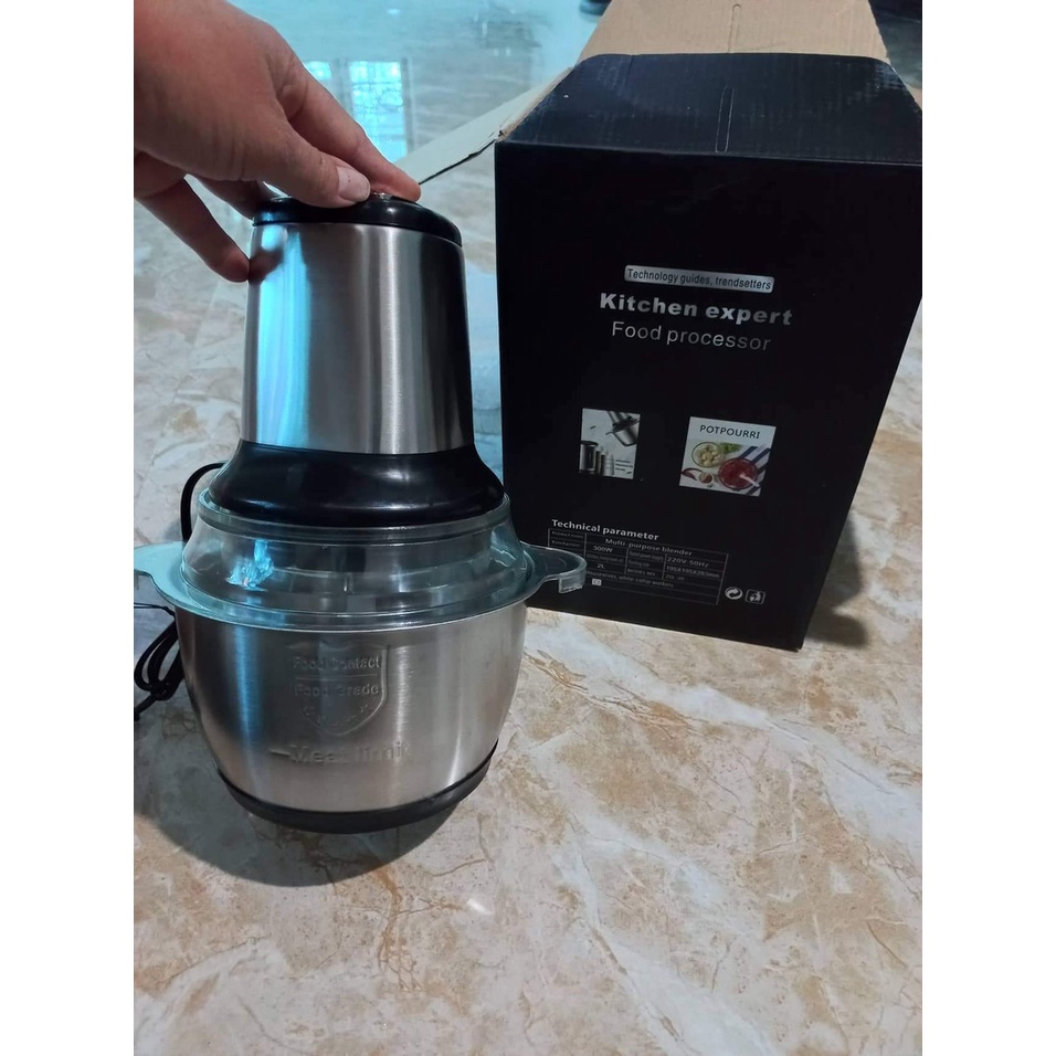 BẢO HÀNH 1 ĐỔI 1 Máy xay thịt, máy xay đa năng, công suất 250W, cối inox304, 4 lưỡi dao sắc bén