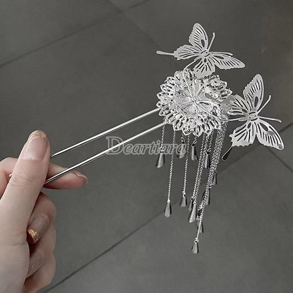 Kẹp Tóc Hình Hoa Bướm Tua Rua Thời Trang