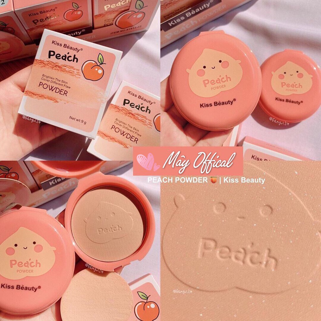 🍓 Combo makeup 3 món ( Kem nền Peachy + phấn phủ Peach + Son ) KISS BEAUTY made in THÁI LAN 🇫🇷