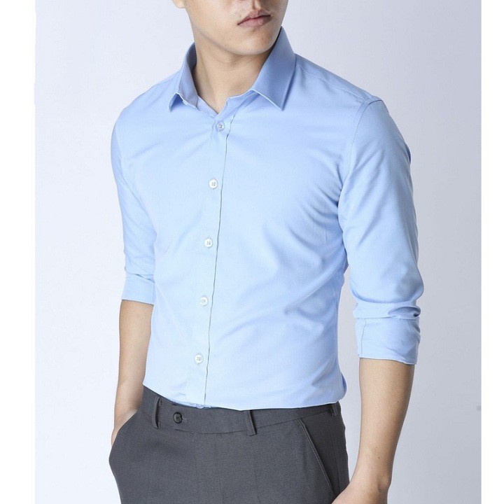 ⏩⏩Áo sơ mi nam trơn dài tay công sở, dáng ôm body Hàn Quốc [VNXK] | BigBuy360 - bigbuy360.vn